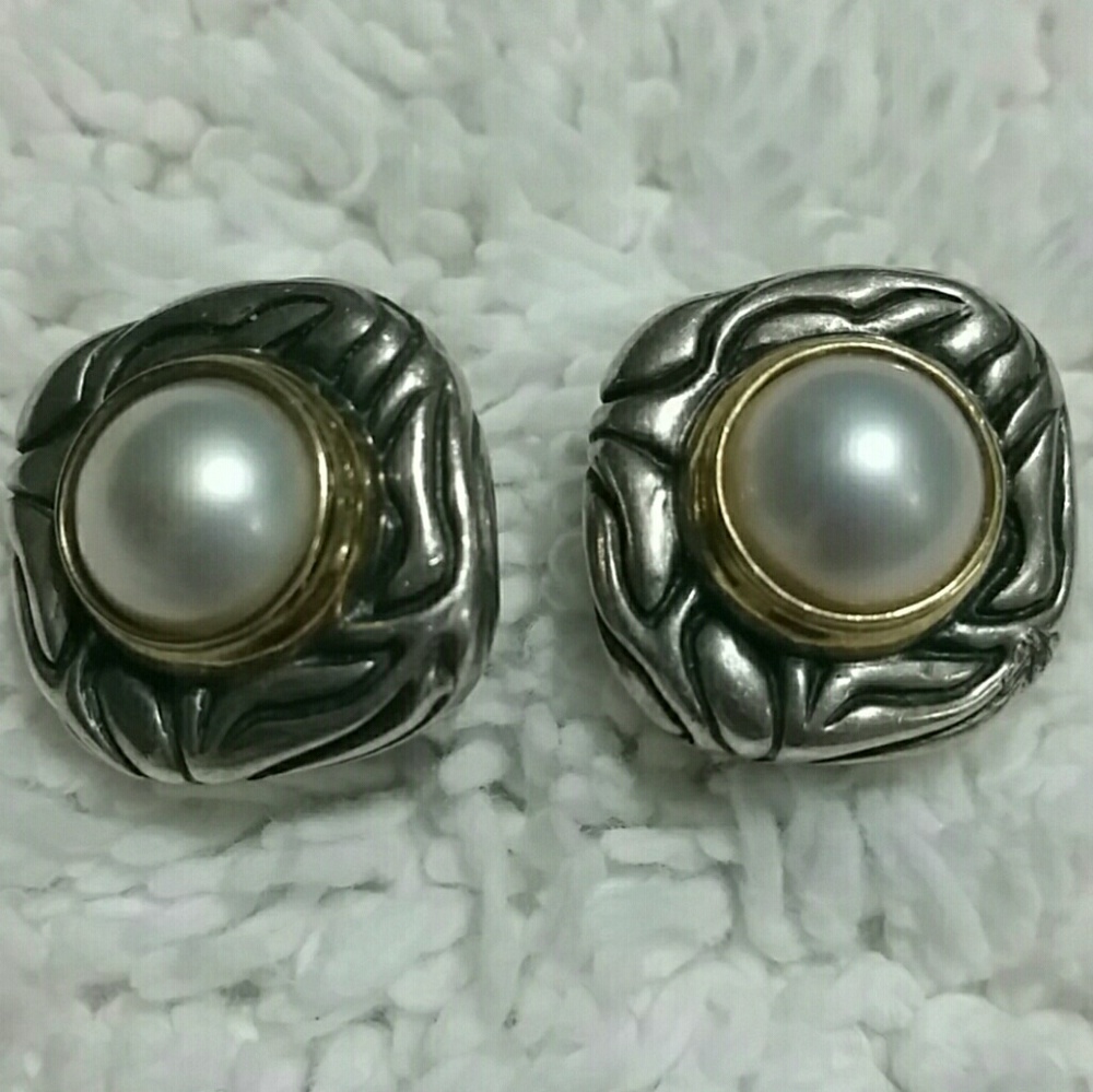 Fine Gabriel Pearl 925 14K Earrings